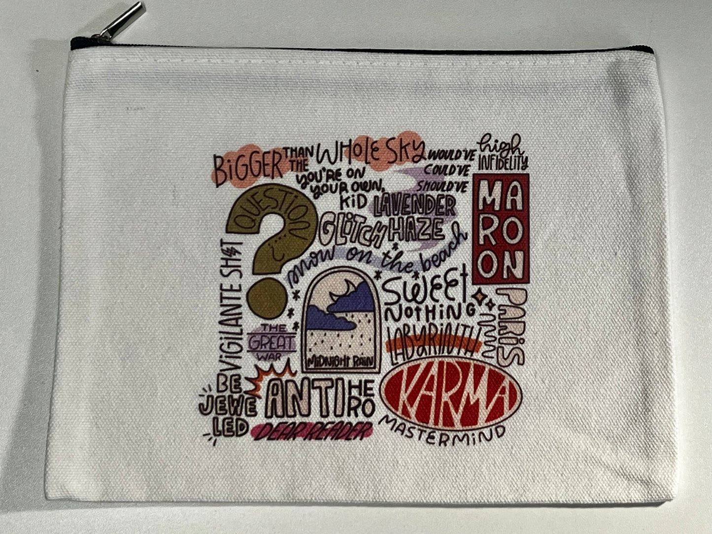 Taylor Swift Album Inspired Canvas Makeup Bag