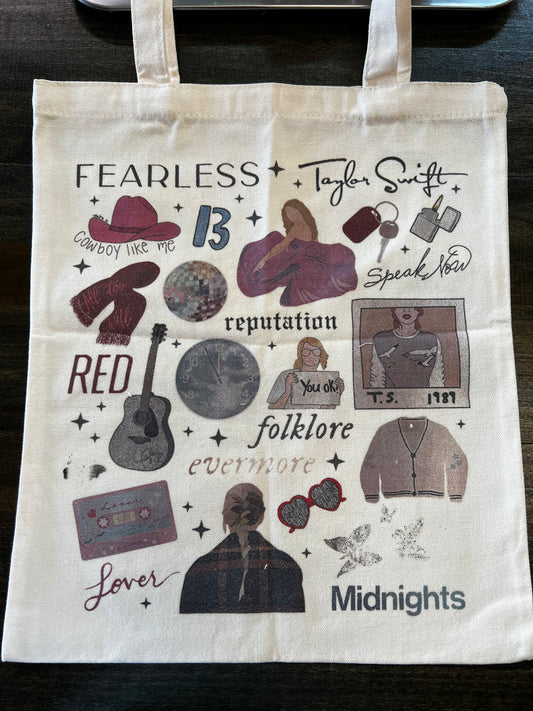 Taylor Swift Album Inspired Canvas Tote Bag