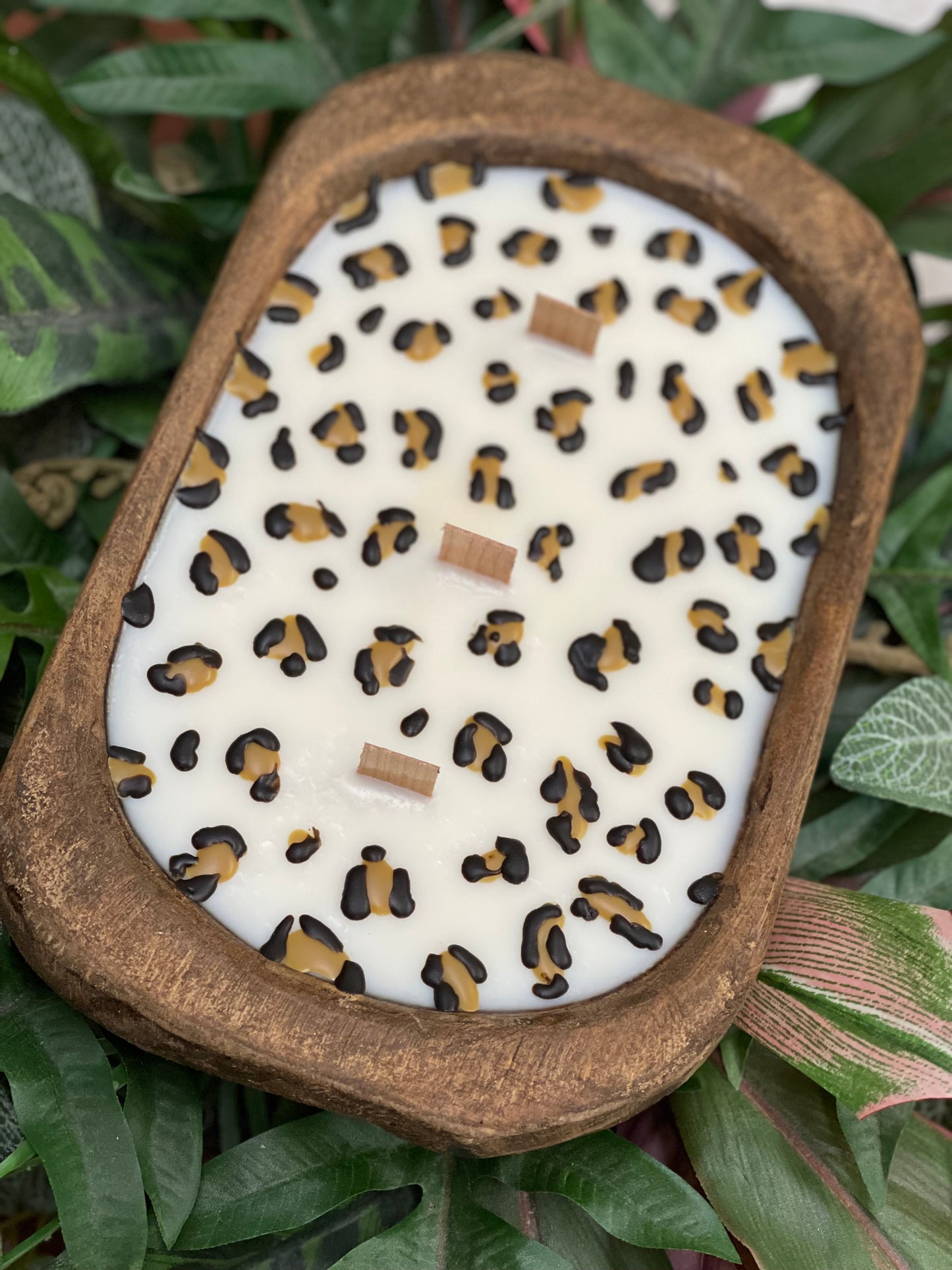 3 Wick Leopard Print Dough Bowl Candle
